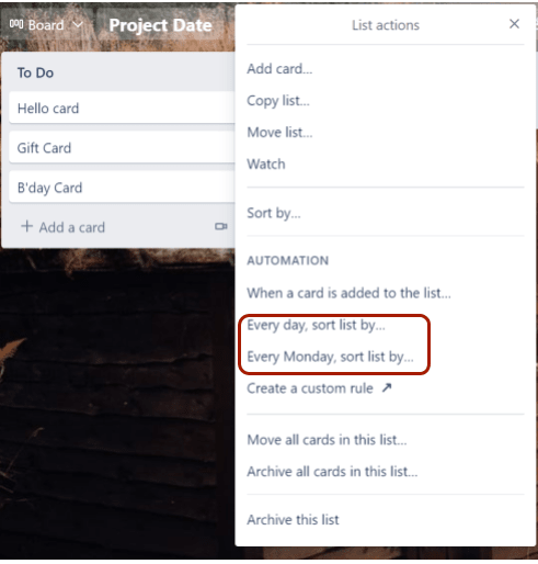 Trello Butler Automation - templates